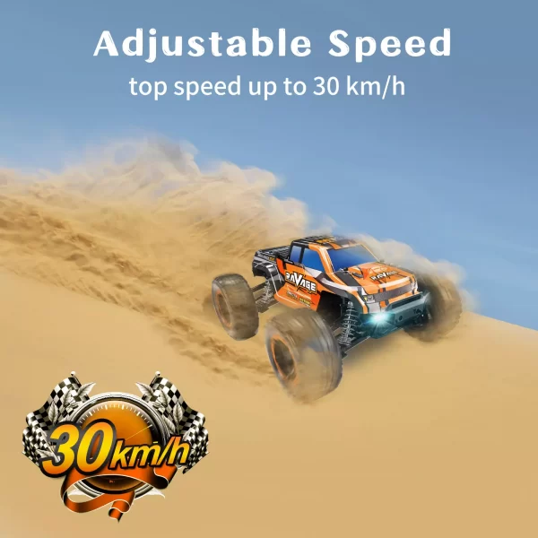 Loolinn | Remote Control Cars - Hobby Grade, Durable, 1:16 Scale, Adjustable Speed, Ready To Run, Top Speed 19MPH - Upgradeable Off-road RC Car for Adults and Kids (Gifts Idea) - Image 6
