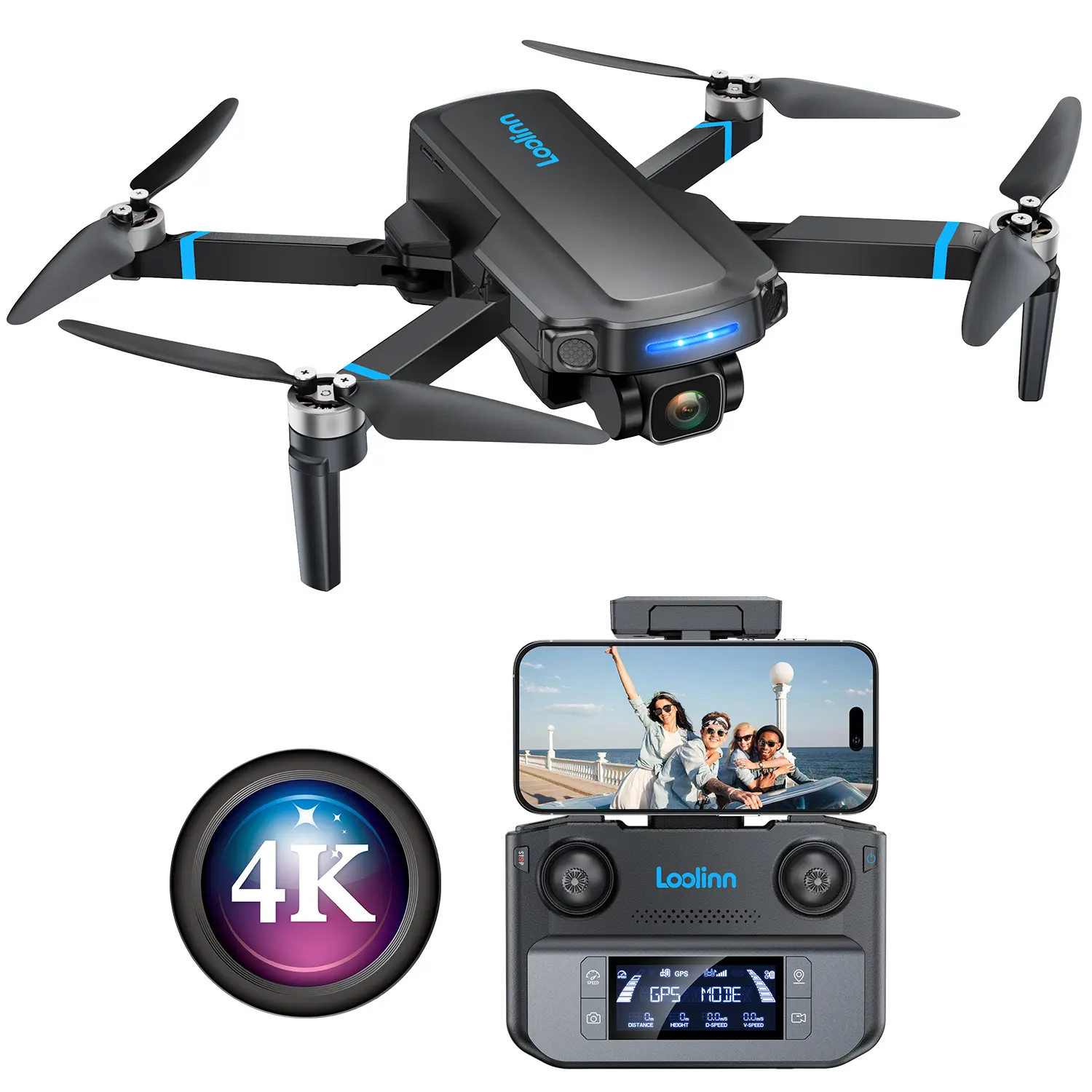 Loolinn Drone with Camera 4K Under 250 grams, 40 minutes Flight