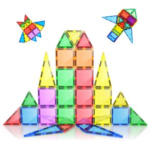 Loolinn | Magnetic Tiles for Kids (Over 3 Years Old) - Safe for Kids, SGS Safety Certified, Rivets-Reinforced, 100% Non-Toxic, Strong Magnetism - Creative Magnetic Tile Toy