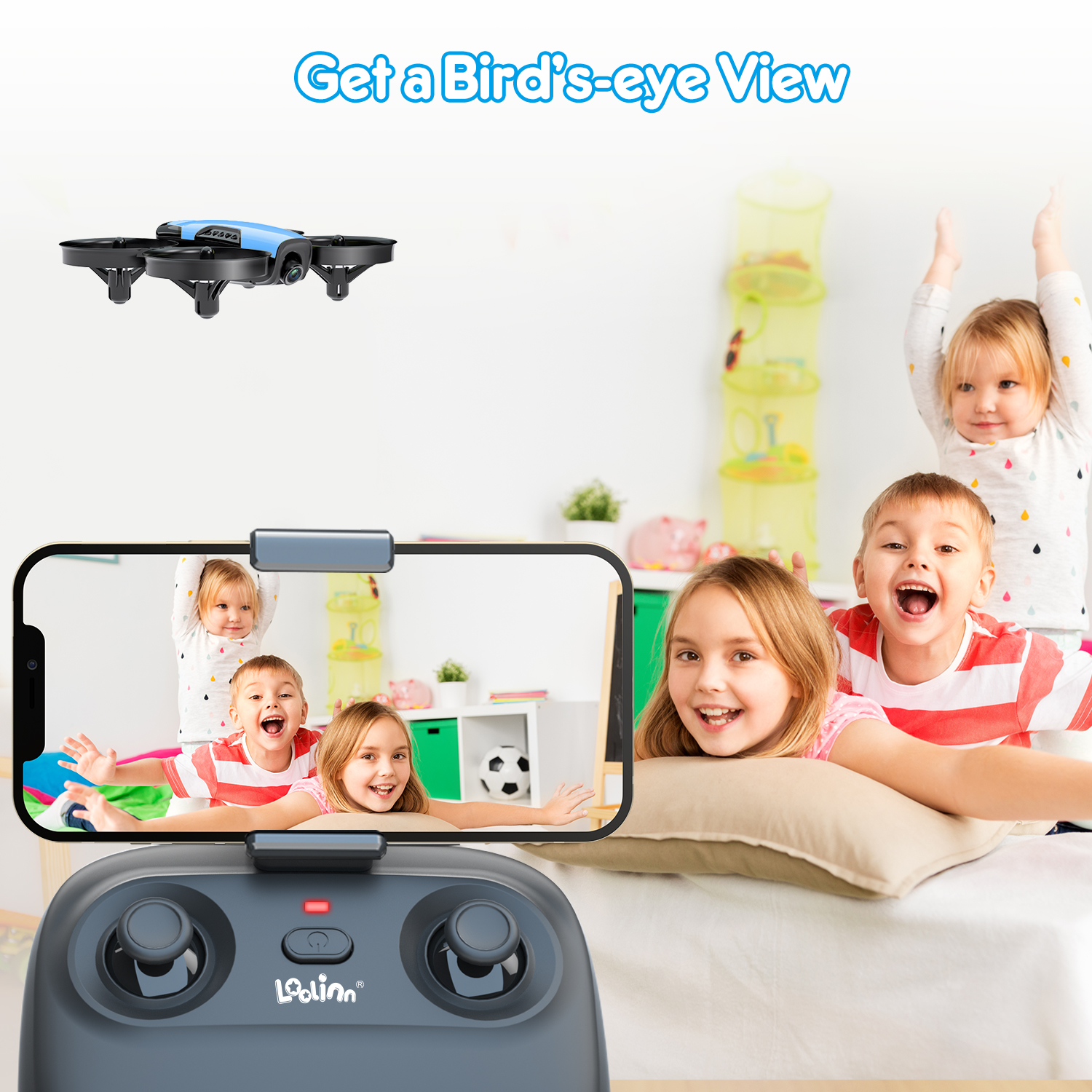 Loolinn | Drone for Kids Gift with Camera - Mini Drone, Remote Control Quadcopter Drone with 90° Adjustable Camera, Photos and Videos, Safe for Kids, Easy to Fly (Christmas Gift for Boys and Girls) - Image 4